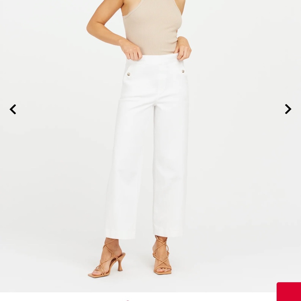 Spanx Stretch Twill Cropped Wide Leg Pant - Bright white